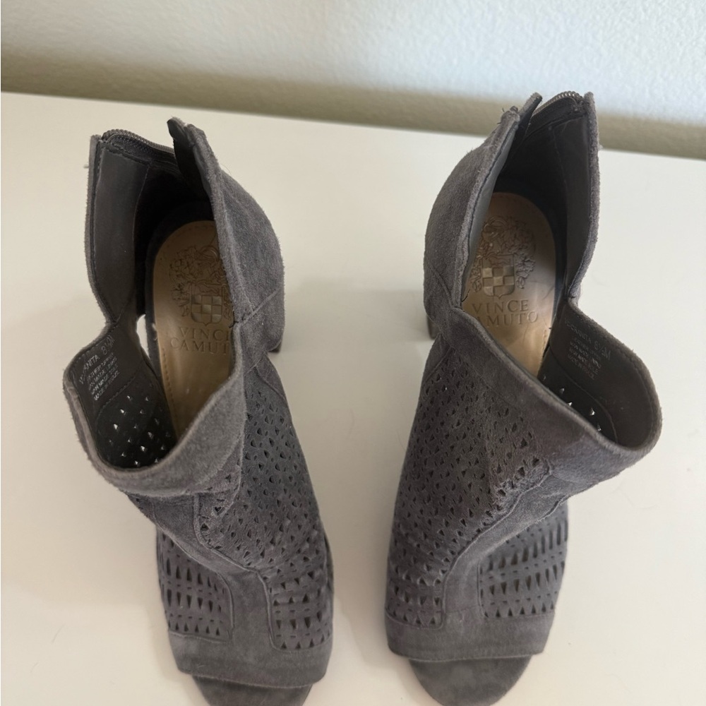 Vince Camuto Charcoal Suede Heels - Picture 4 of 5